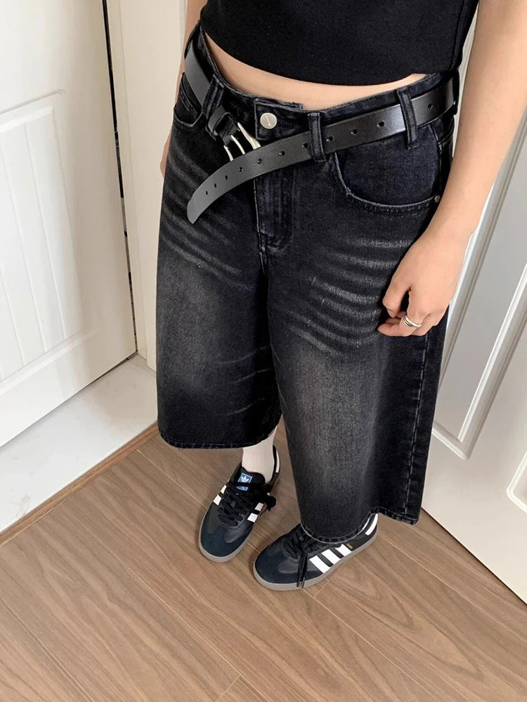 Y2K Wide Leg Denim Shorts